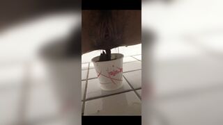 Young korean girl pooping in toilet