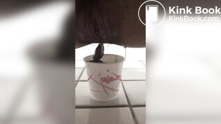 Young korean girl pooping in toilet