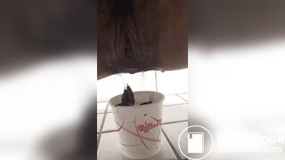 Young korean girl pooping in toilet