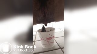 Young korean girl pooping in toilet