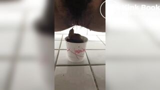 Young korean girl pooping in toilet