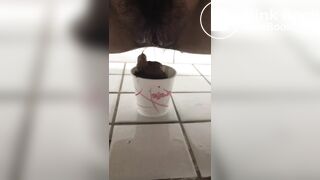 Young korean girl pooping in toilet