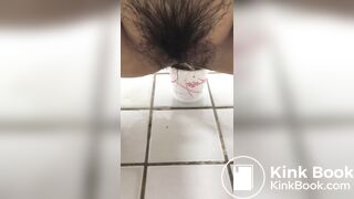 Young korean girl pooping in toilet