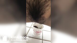 Young korean girl pooping in toilet