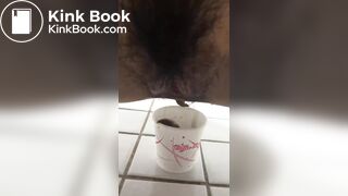 Young korean girl pooping in toilet