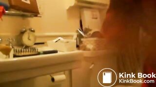 Charlotte poopig on toilet