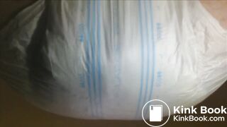 Guy wet, mess and cum in diaper