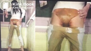 Asian girl messy diarrhea in White Pants_a