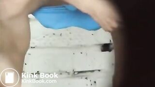 toilet shitting unusual cleaning 041 (pee n shit n cleans with newspaper)