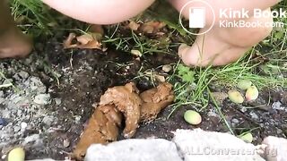 woman pooping outdoors