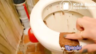 Beautiful teen tastes her Diarrhea