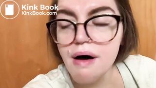 Girl in the bathroom masturbating and tasting shit