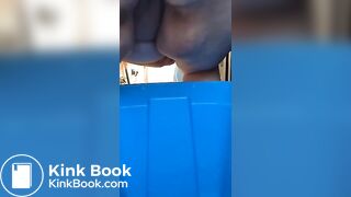 Ebony shitting in tub