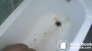 Blond babe bathtub enema shitting 1