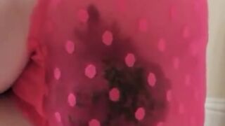 Girl does a sloppy poop in pink pants