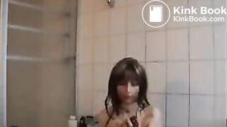 This girl plays with her poop