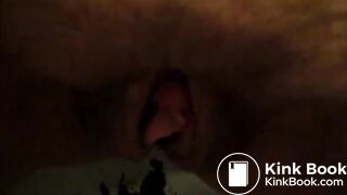 Woman shitting and pissing in the toilet
