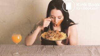 Woman play with Shit and Food