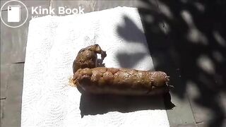 Girl's Thick Poops On The Back Patio