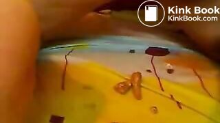Dildo, scat and fisting her ass