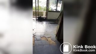 woman she pooping in an abandoned hotel