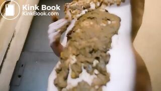 skinny brunette shitting