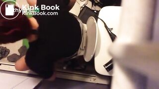 Teen girl on toilet pooping