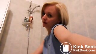 woman pooping into bathtub - video 2