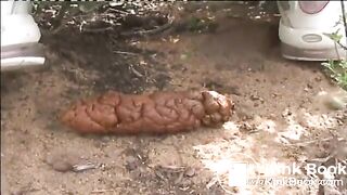 Girl takes a shit outside