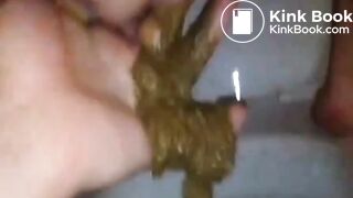 Hot creamy scat fingering