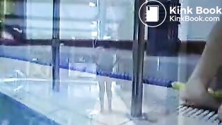 Asian girl poops her swimsuit.