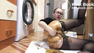 Black Leggings Poop Anal Fist