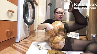 Black Leggings Poop Anal Fist