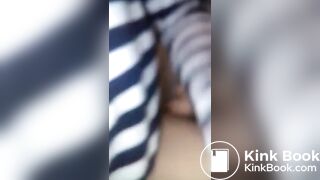 Russian girl on a dirty toilet selfie poop