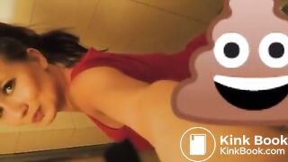 Sexy woman poops in the toilet