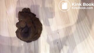 Cute blond shitting on kitchen floor