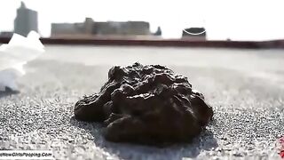 Girl pooping on rooftop 1