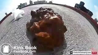 Girl pooping on rooftop 1