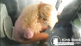 Blonde farting and pooping on toilet