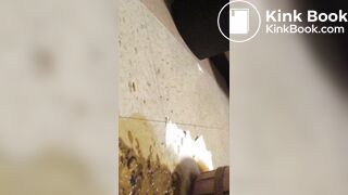Nasty girl making a mess in a public toilet