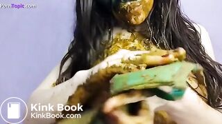 Blue Bra filled with shit rubbed in hair