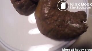 brunette shitting a hard turd