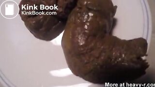 brunette shitting a hard turd