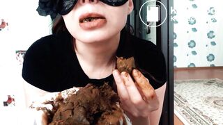 Eating shit out of white pantyhose