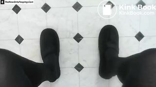 sexy black haired girl pooping and peeing