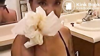 Cute teen shits in the toilet for us