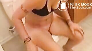 Cute teen shits in the toilet for us