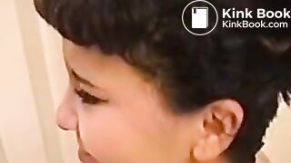 Cute teen shits in the toilet for us