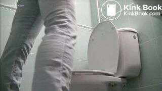 blonde girl shitting on toilet 3