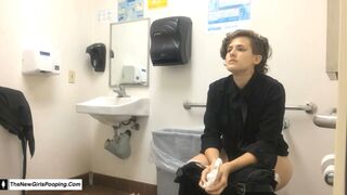 Sexy teen public toilet pooping - video 3